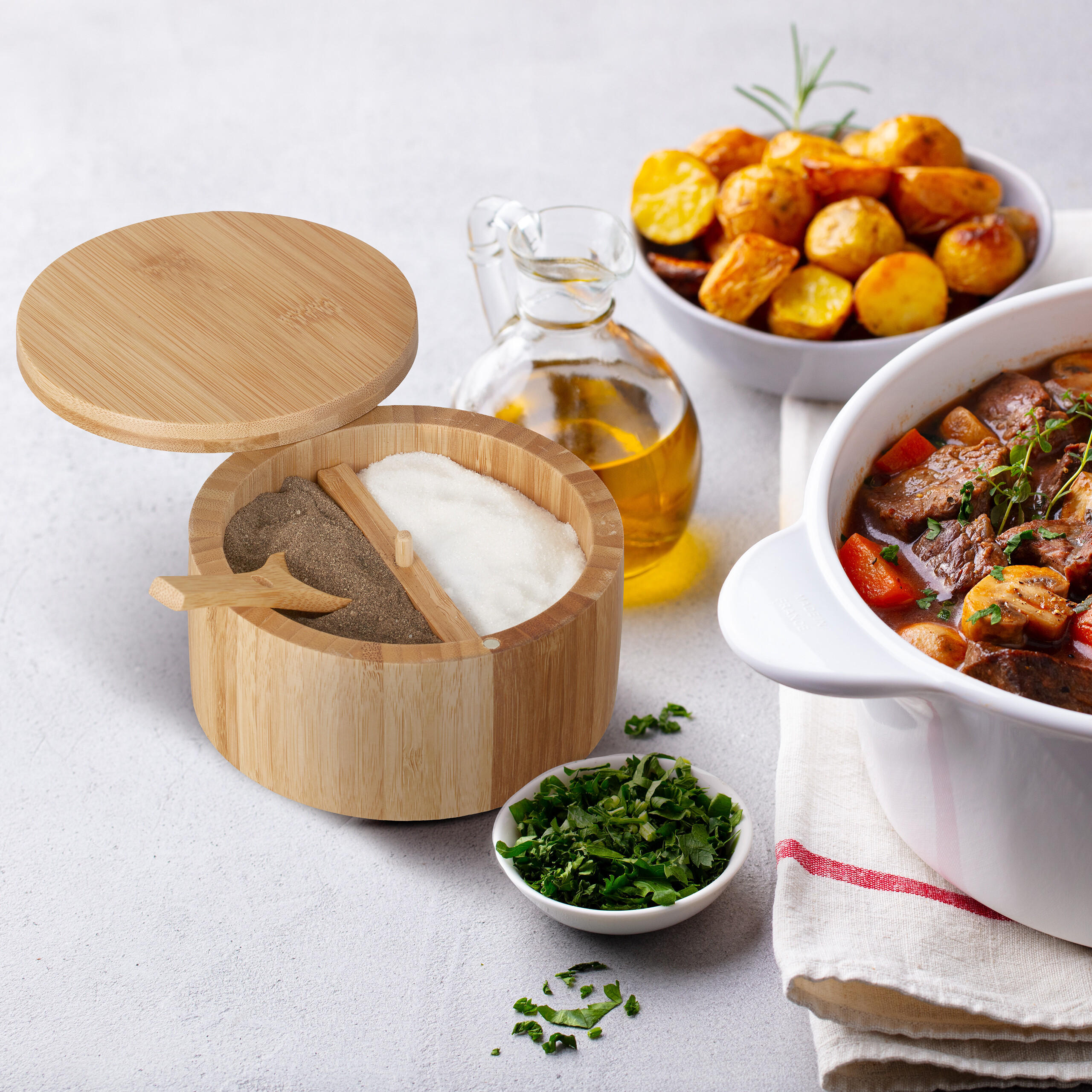 SALZBEHÄLTER - Hellbraun, Holz (12.5/6.5/12.5cm) - Relaxdays