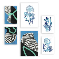 POSTER Set Mit 6 Wildes Grün In Blume Zusammenfassung A3 & A4 Rahmenlos - Klar, Papier (29/3cm) - Nacnic