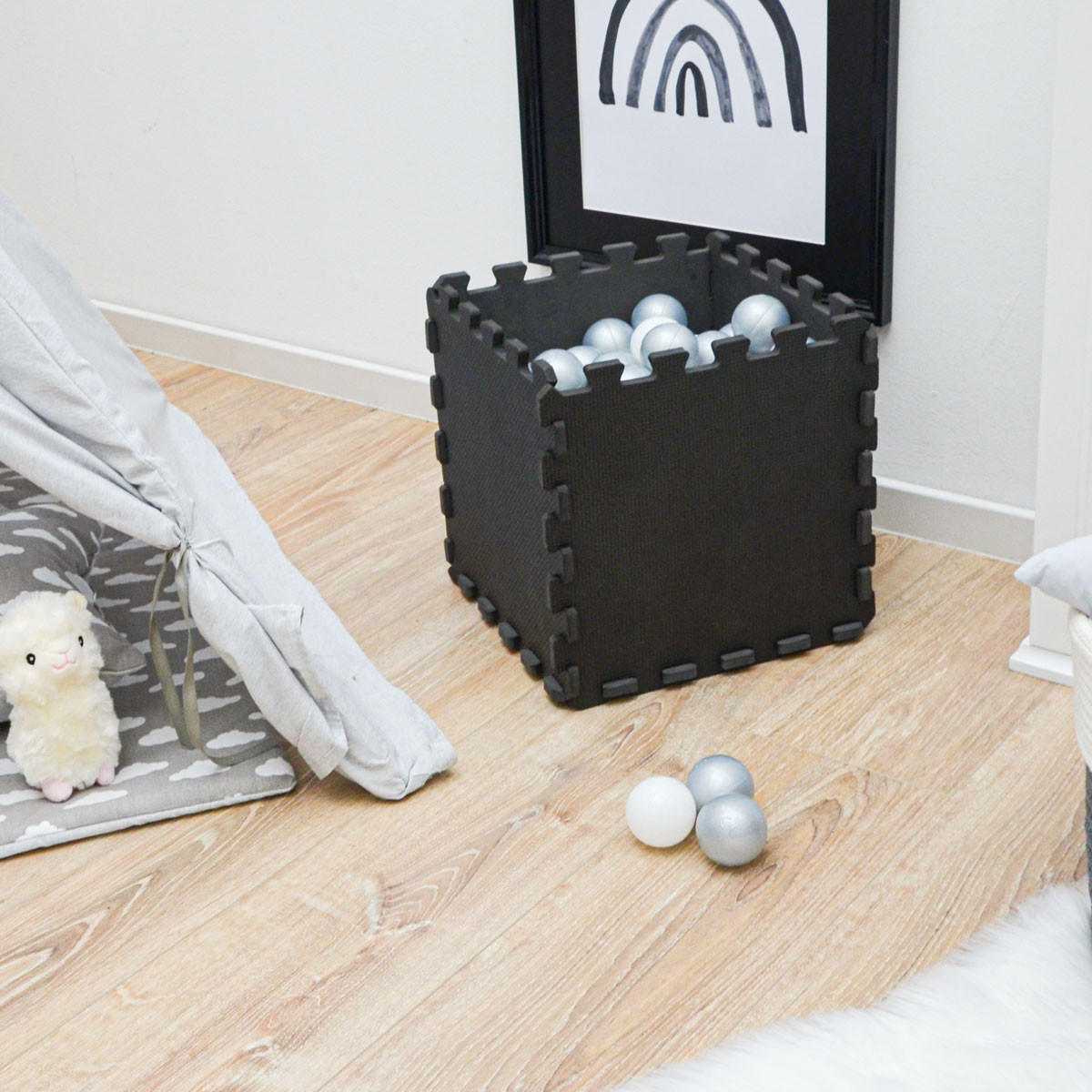 SPIELMATTE ab Null 90 cm Baby Puzzlematte Schwarz - Schwarz, Kunststoff (30/30cm) - Littletom