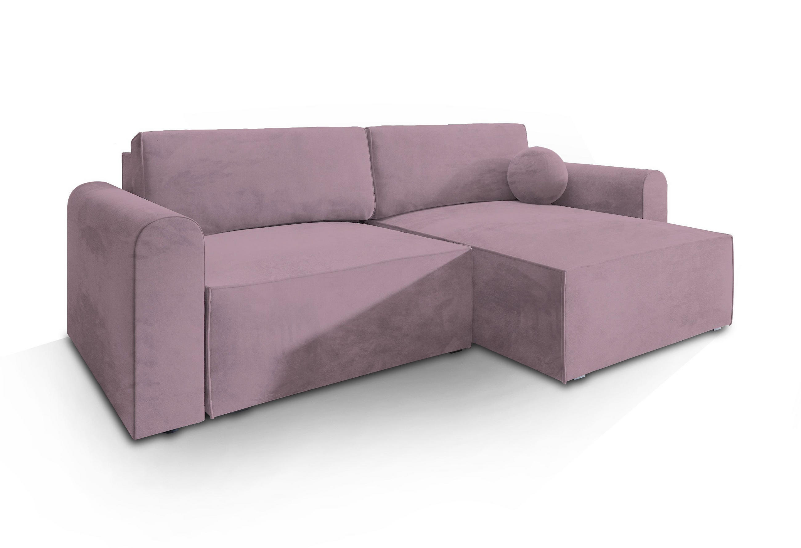 ECKSOFA FIANO M Lila Velours-Stoff mit Schlaffunktion - Lila, Holz (245/148cm) - MASSENO