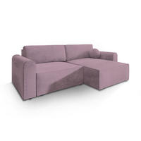 ECKSOFA FIANO M Lila Velours-Stoff mit Schlaffunktion - Lila, Holz (245/148cm) - MASSENO