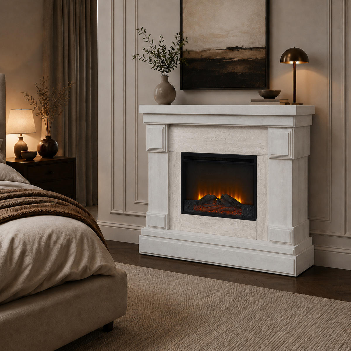 ELEKTROKAMIN Weiß - Creme, Holzwerkstoff (39.4/108/108cm) - Teamson Home
