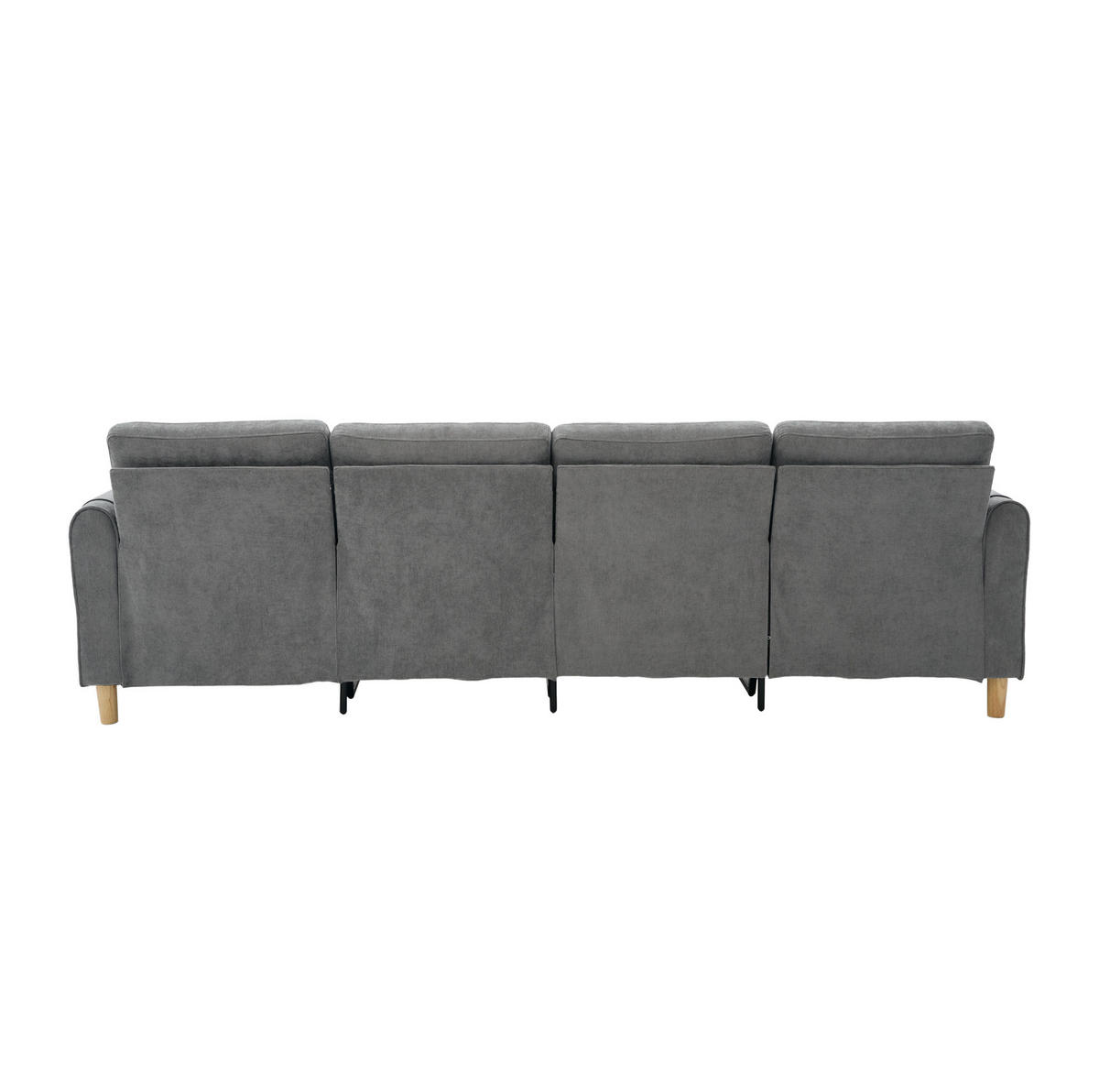 SOFA 261/77/86 cm in Hellgrau mit 2 Hockern und Stauraum - Hellgrau, Textil (77/86/261cm) - Flora Grace