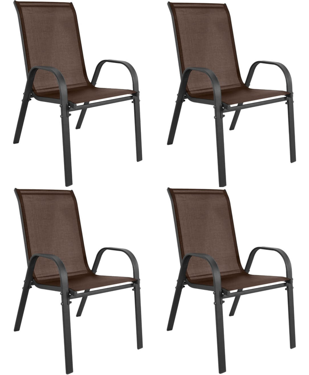 GARTENSTUHL set aus 4 stücken - Braun, Metall (56/91/54cm) - A2A Home