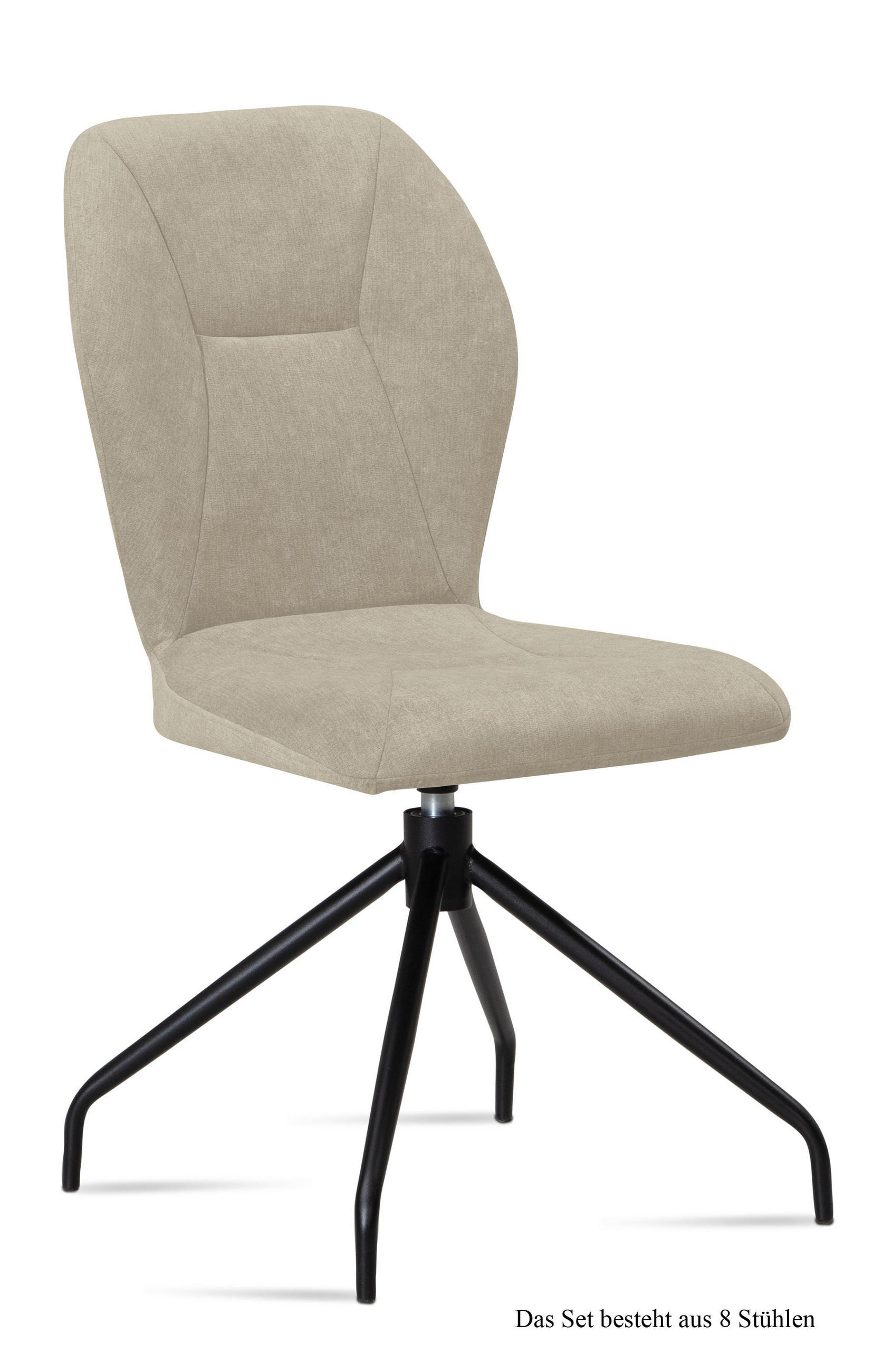 ESSZIMMERSTUHL drehbar (8er-Set) Dorene 51x92x60 Schwarz/Natur - Schwarz/Naturfarben, Kunststoff (60/92/51cm) - 58aufmkessel