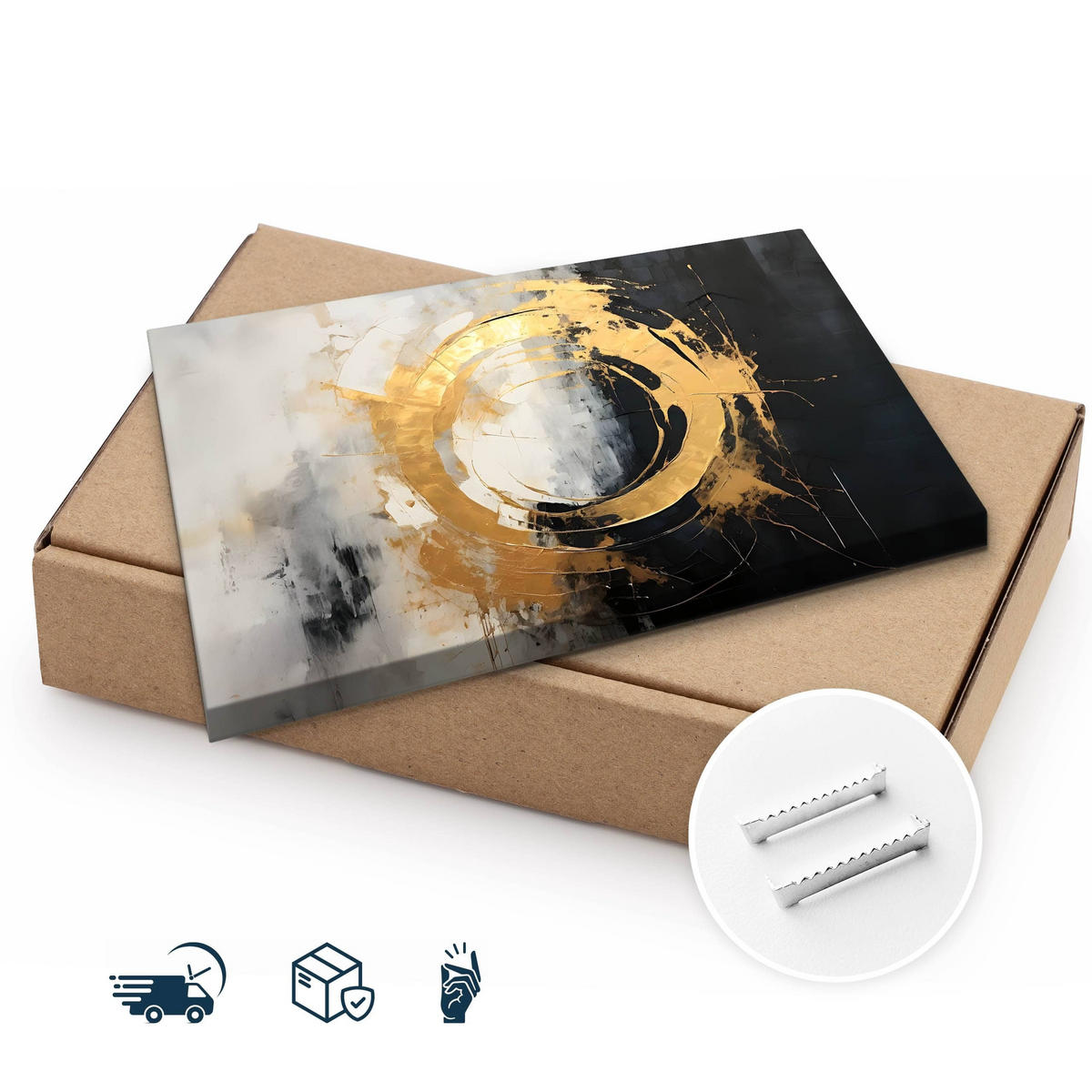 LEINWANDBILD Abstraktion Moderne Muster Glamour 30/20 cm - Beige/Schwarz, Textil (30/20cm) - Muralo