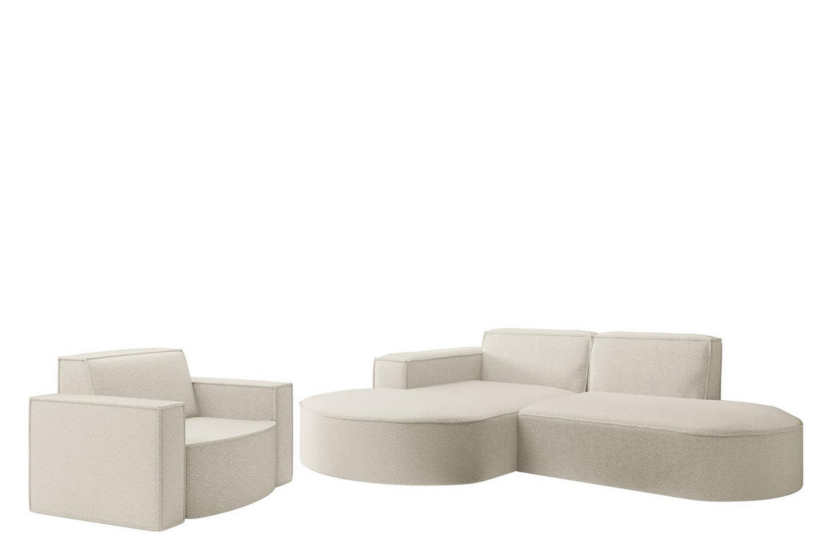 SOFASET Palma Ecksofa Sessel Ascot - Beige, Holzwerkstoff/Textil (236/78/165cm) - Fun Möbel