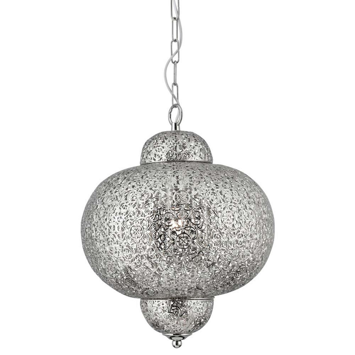 HÄNGELEUCHTE FRETWORK Silber Nickel - Silberfarben, Metall (29/29/88cm)