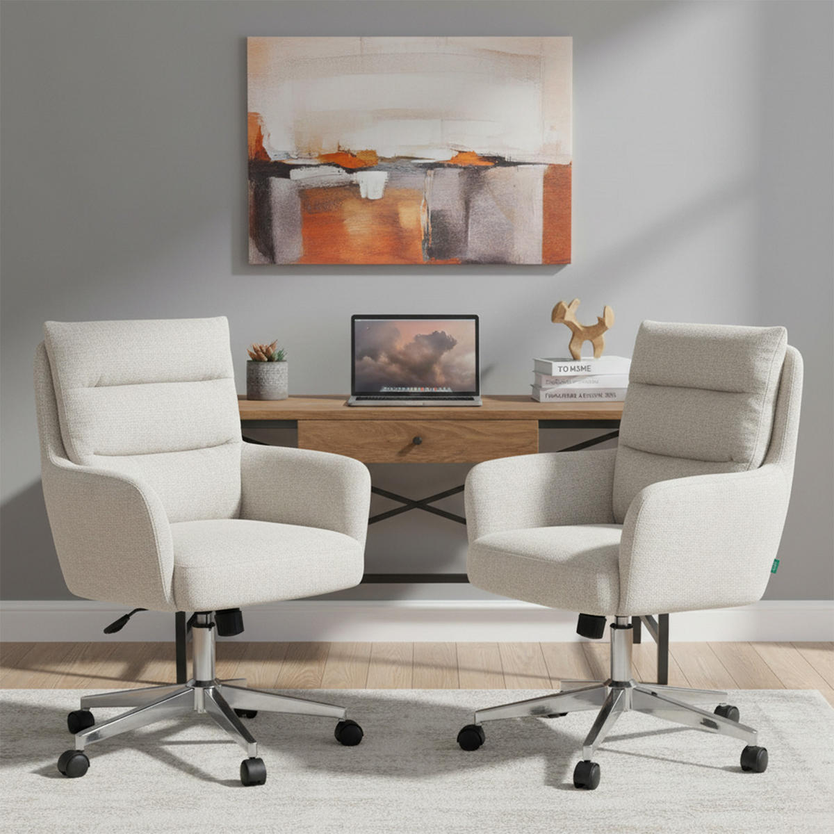 BÜROSTUHL Mika-Svenja - Chromfarben/Creme, Textil/Metall (59/91/66cm) - DUBI Möbel