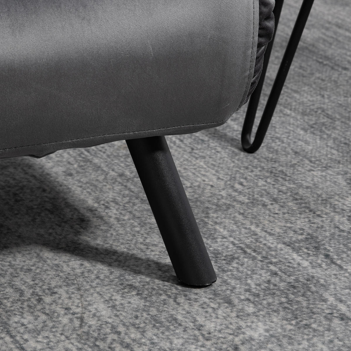 SCHLAFSOFA, Zweisitzer mit Bettfunktion, Schlafcouch mit Samtoptik, Rückenkissen - Dunkelgrau/Schwarz, Holz/Textil (73/81/102cm) - HOMCOM