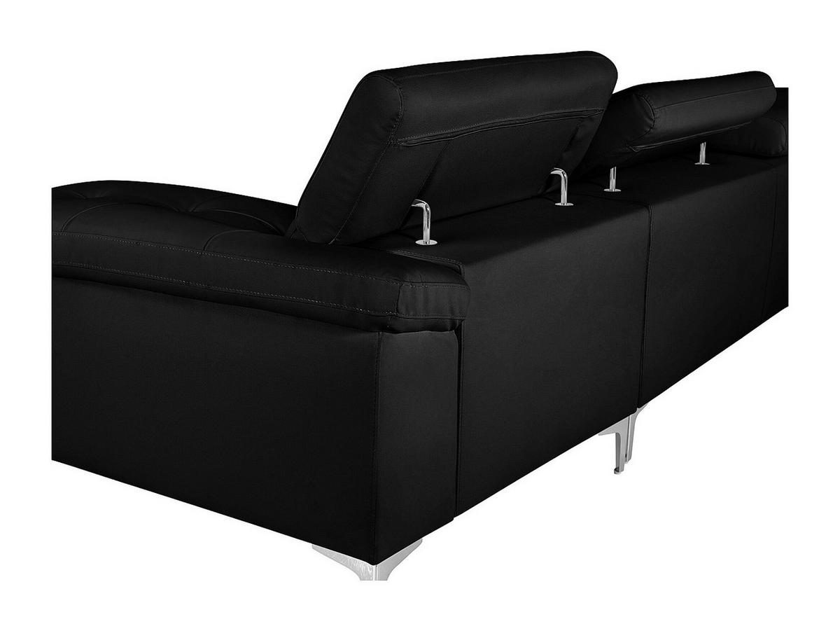 ECKSOFA - Ecke Links - Leder - Schwarz - SOLANGE - Schwarz, Leder (265/167cm) - Vente-Unique