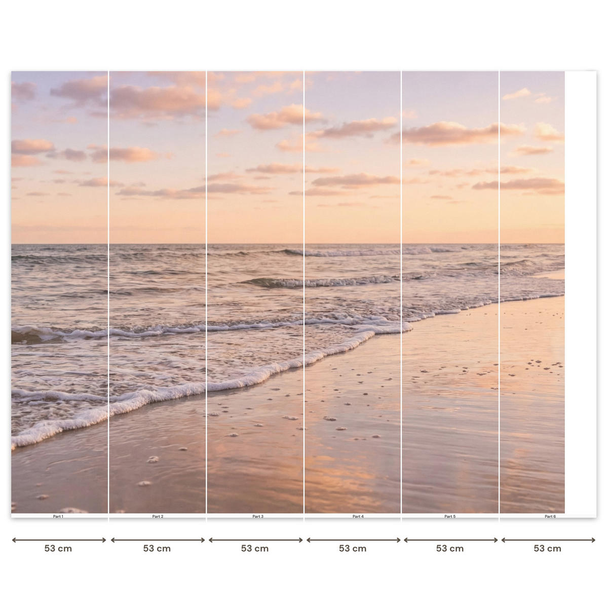 TAPETE - Strand - Brandung - Wolken - 300x260 cm - Hellrosa, Papier (300/260cm) - OnlyWow