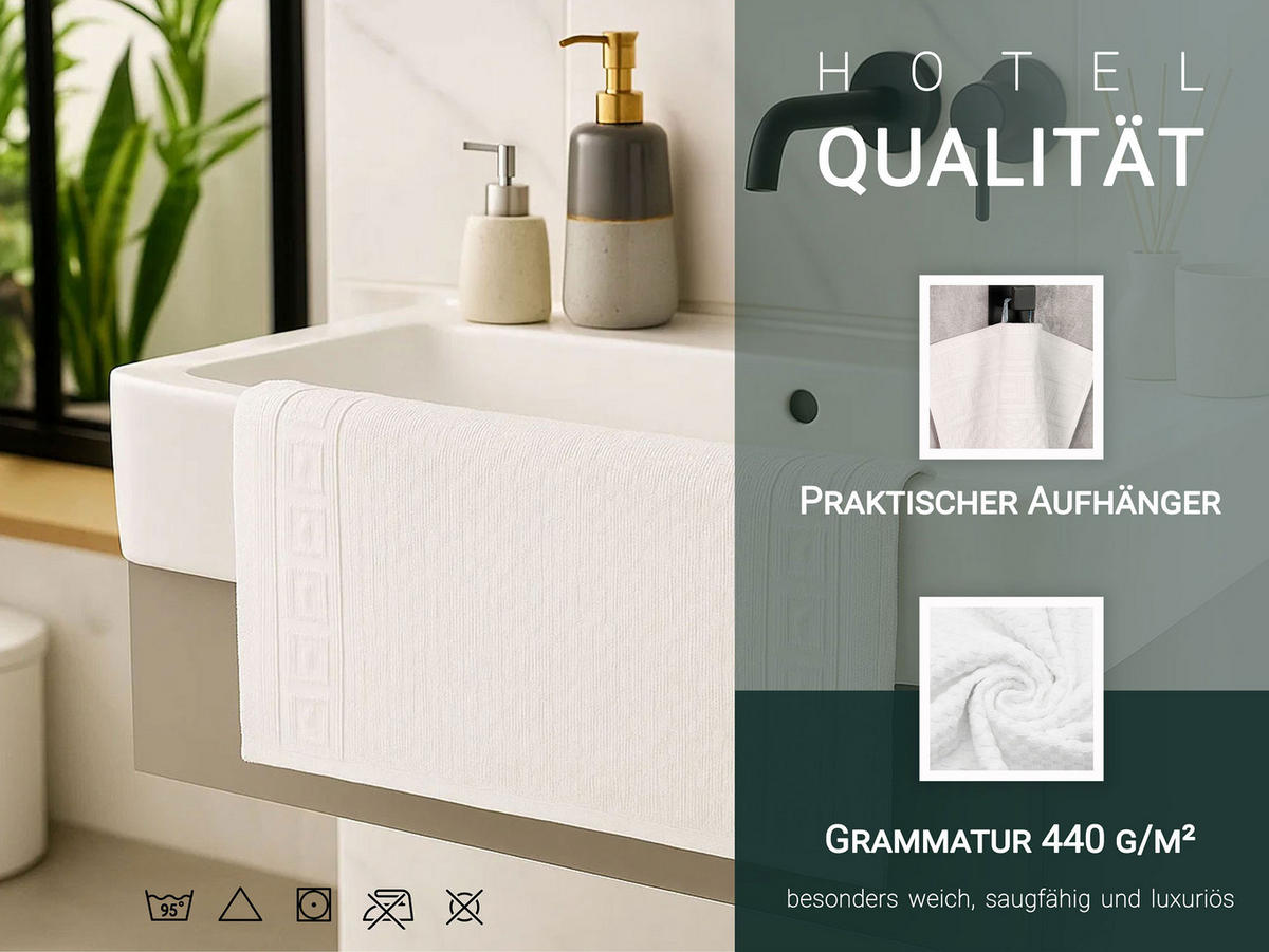 GÄSTETÜCHER, 10er-Set, 30x50 cm, 100% Baumwolle, Weiß - Weiß, Textil (30/50cm) - Zollner