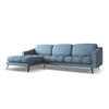 ECKSOFA Links Chenille Stoff Blau - Blau/Blaugrau, Textil/Metall (160/264cm) - Makamii