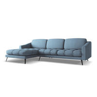 ECKSOFA Links Chenille Stoff Blau - Blau/Blaugrau, Textil/Metall (160/264cm) - Makamii