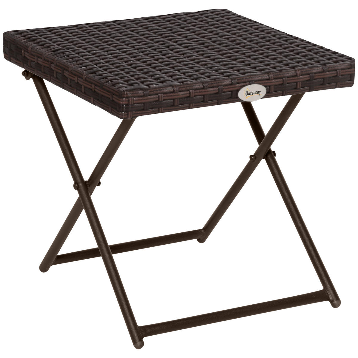 GARTENKLAPPTISCH, Braun, Stahl, PE-Rattan - Braun, Kunststoff (40/40/40cm) - Outsunny