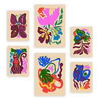 POSTER Set Mit 6 Malerisch 4 In Blume Zusammenfassung Ästhetische Dekorative Gemälde Für Ihr Wohnzimmer, Schlafzimmer, Zuhause A3 & A4 Rahmenlos - Klar, Papier (29/3cm) - Nacnic