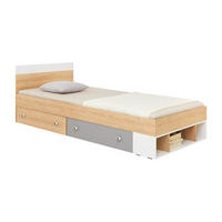 JUGNEDBETT POKO 15 120/200 cm in Biskuiteiche / Weiß Lux / Grau - Eichefarben/Weiß, Holzwerkstoff (120/200cm) - Deine Möbel 24