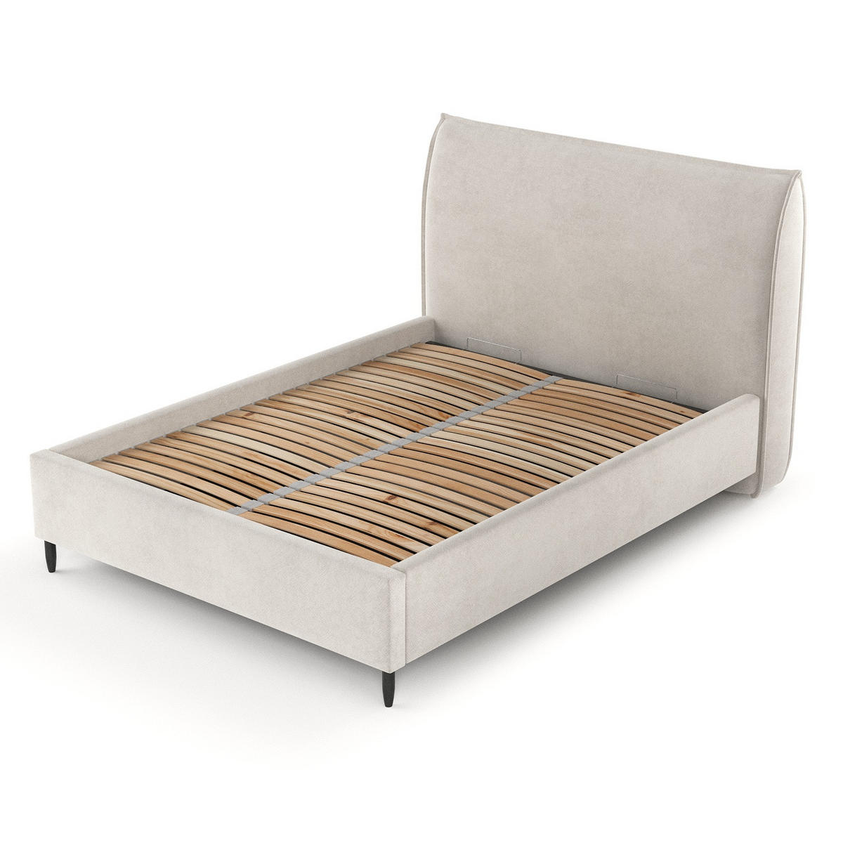 POLSTERBETT Shell Hellbeige 140/200 cm im Samtstoff - Beige/Schwarz, Holz/Holzwerkstoff (140/200cm) - Maison de Reve