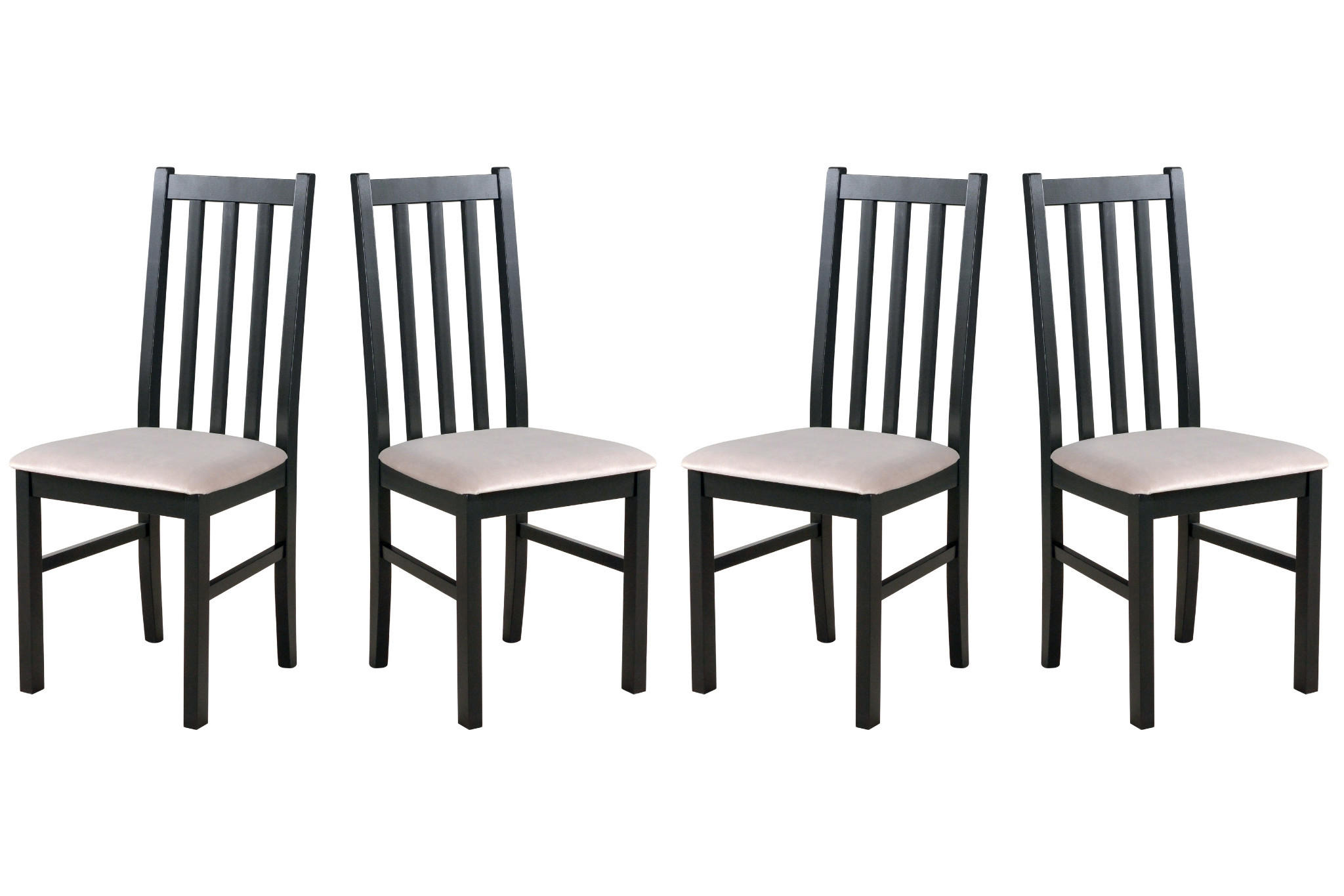 ESSZIMMERSTUHL - Set 4x BOS 10, schwarz, Paros 2 - Beige/Schwarz, Holz (43/94/40cm) - Leaf Design
