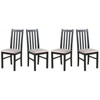 ESSZIMMERSTUHL - Set 4x BOS 10, schwarz, Paros 2 - Beige/Schwarz, Holz (43/94/40cm) - Leaf Design
