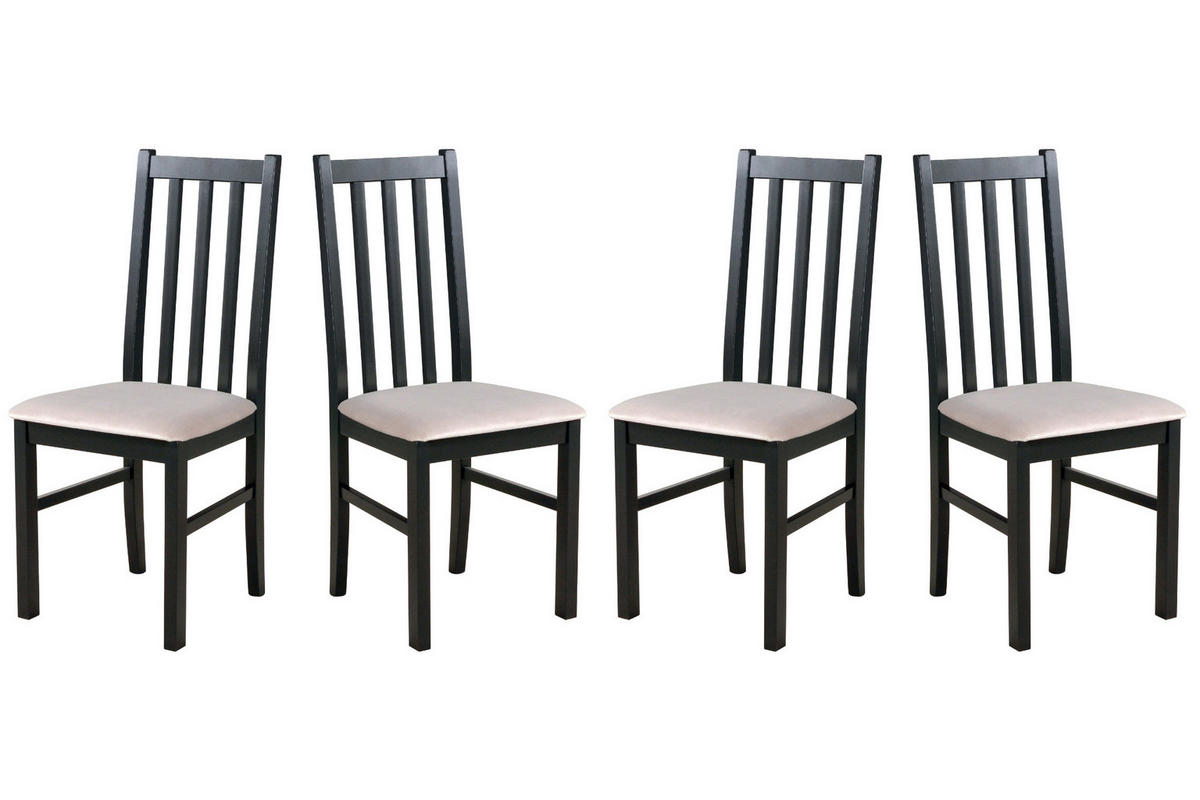 ESSZIMMERSTUHL - Set 4x BOS 10, schwarz, Paros 2 - Beige/Schwarz, Holz (43/94/40cm) - Leaf Design