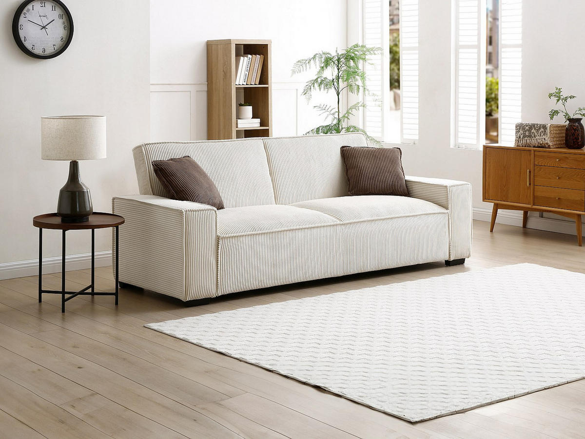 SOFA 3-Sitzer mit Schlaffunktion - Cord - Beige - SEKOTA - Beige, Textil (230/87/94cm) - Vente-Unique