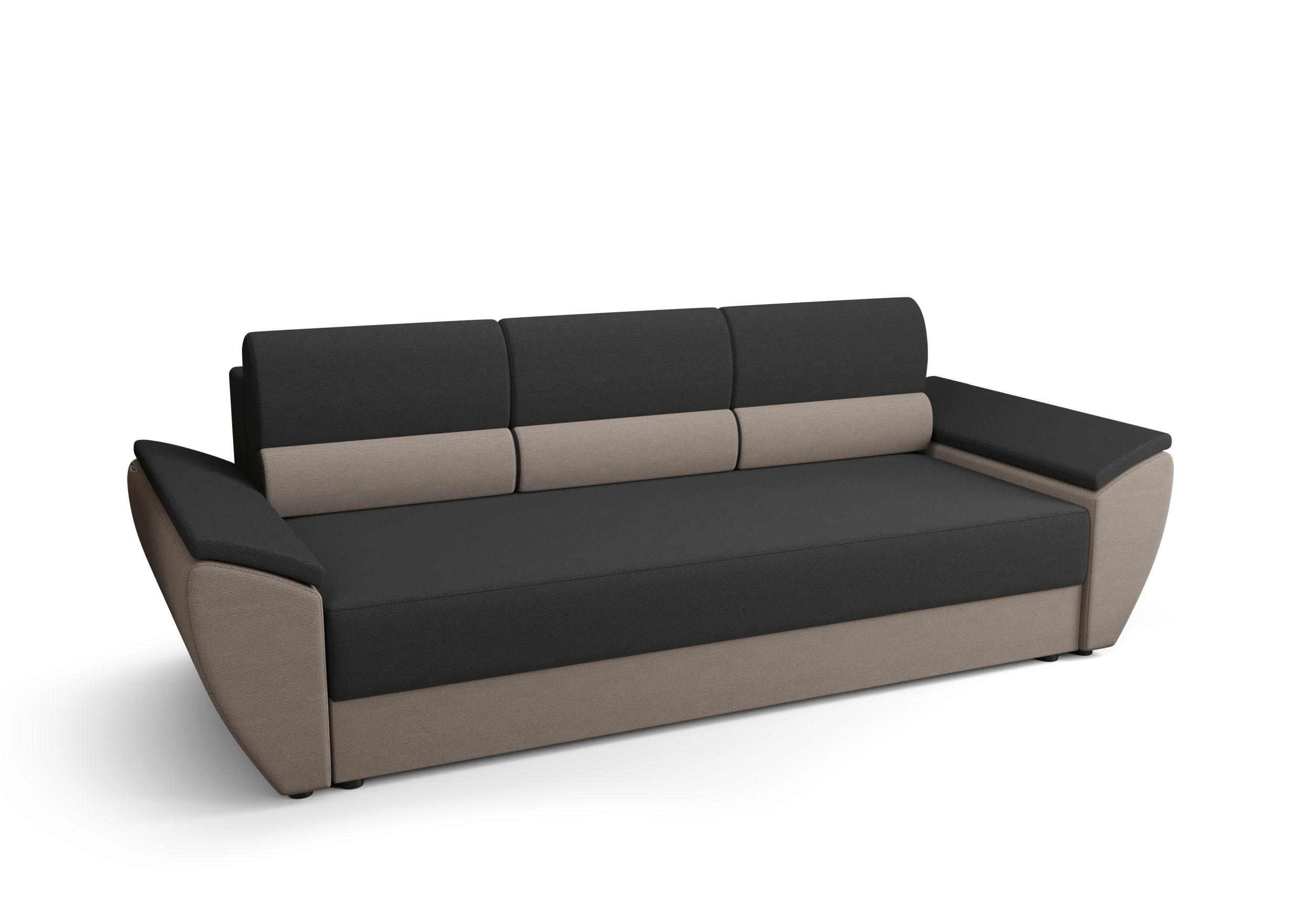 SOFA REBI BIS mit Schlaffunktion RAINBOW 27+83 mit Stauraum - Grau, Textil (80/78/240cm) - Bedante