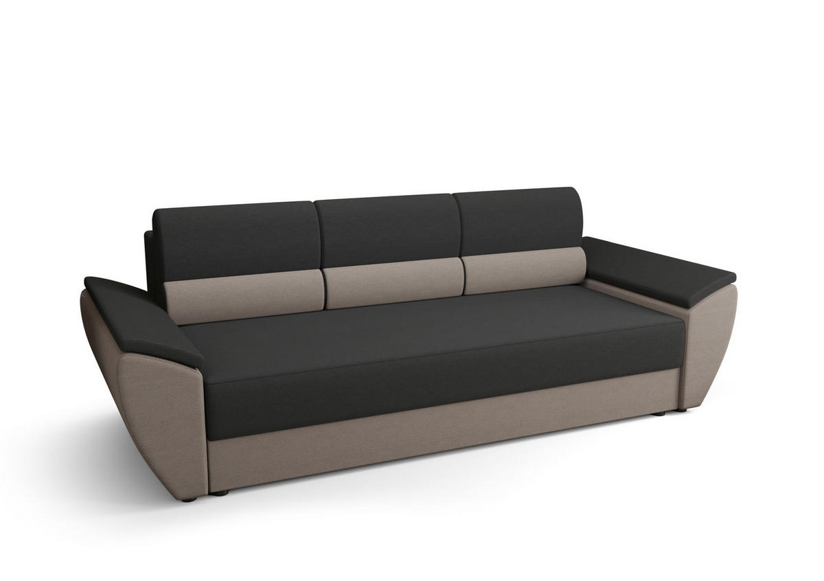 SOFA REBI BIS mit Schlaffunktion RAINBOW 27+83 mit Stauraum - Grau, Textil (80/78/240cm) - Bedante