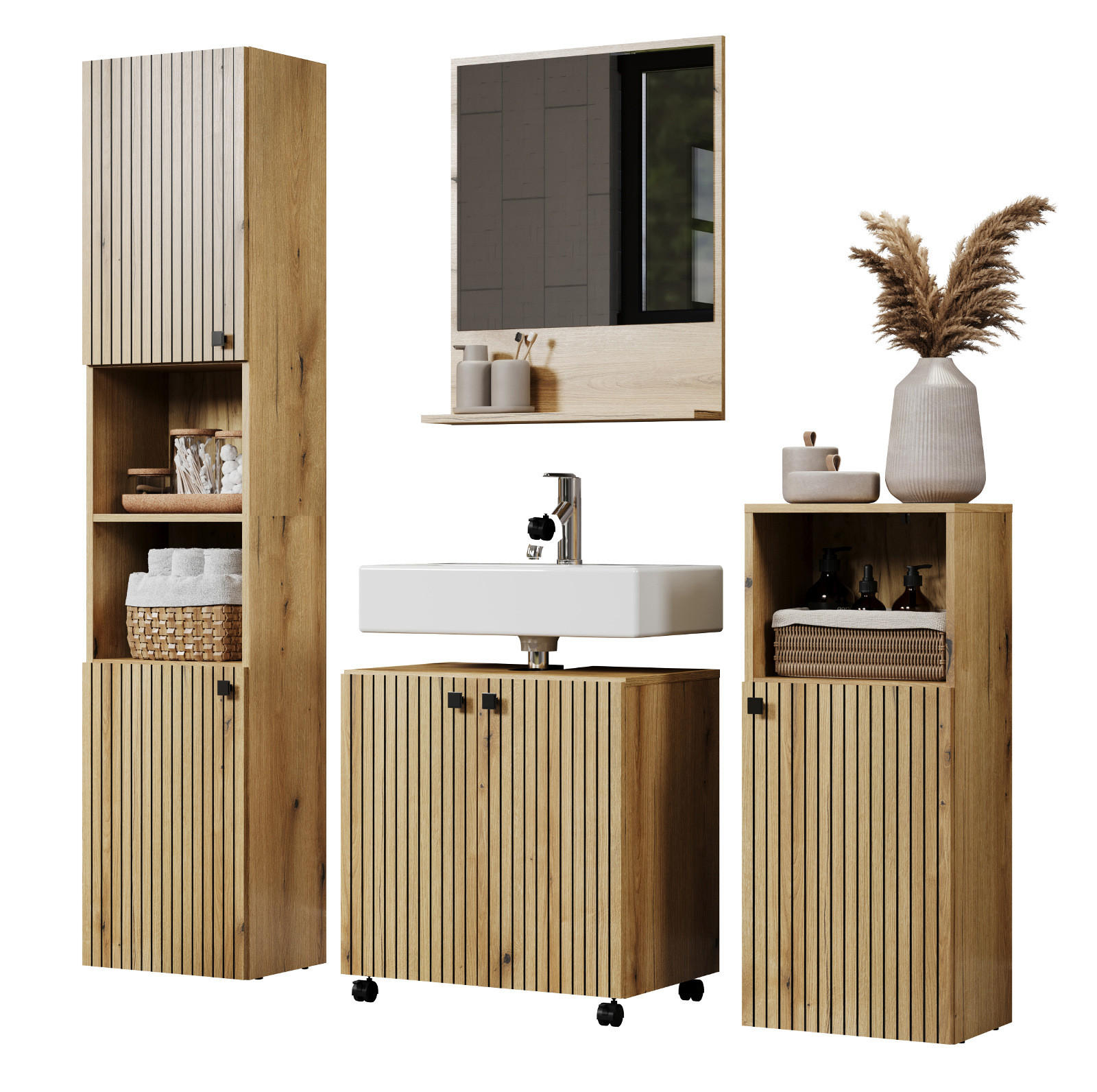 Top.Furn Badmöbel-Set Eiche 160x190x40 cm