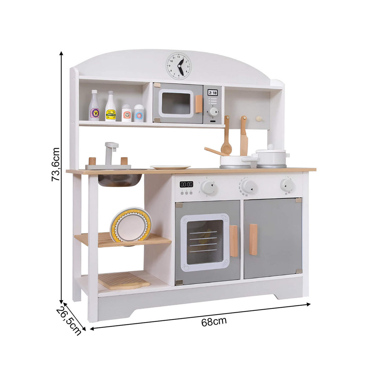 KINDERKÜCHE 26,5/68/73,5 cm - Multicolor, Holz (26.5/68/73.6cm)