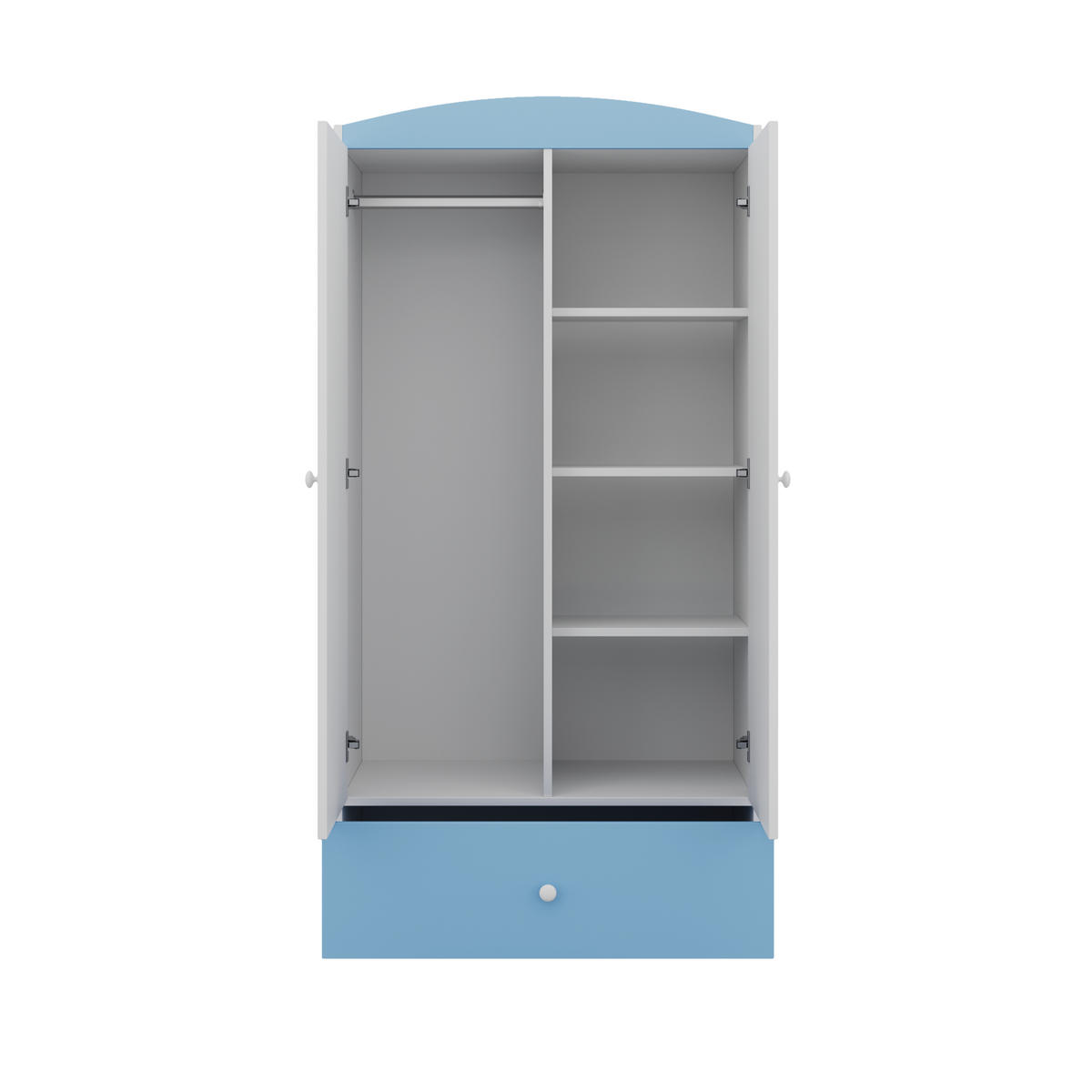 KINDERKLEIDERSCHRANK Prinzessin II - Blau, Holzwerkstoff (90/175/52cm) - RAUMHIRSCH FURNITURE