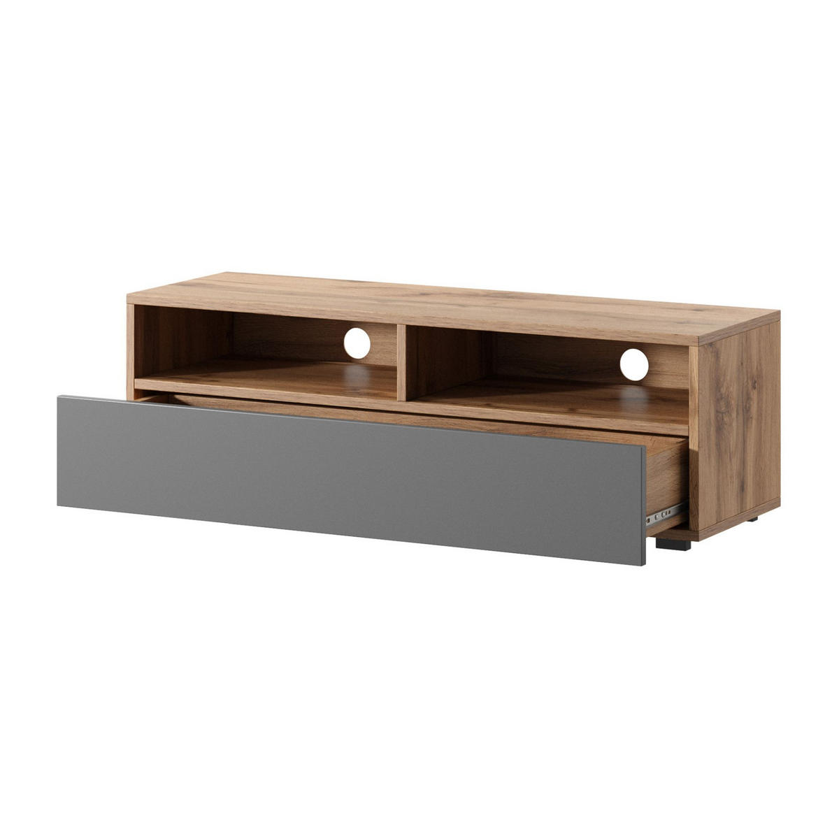 TV-LOWBOARD Rednaw Eiche/Grau Hochglanz 100 cm - Eiche Wotan/Grau, Holzwerkstoff (100/30/31cm) - Selsey