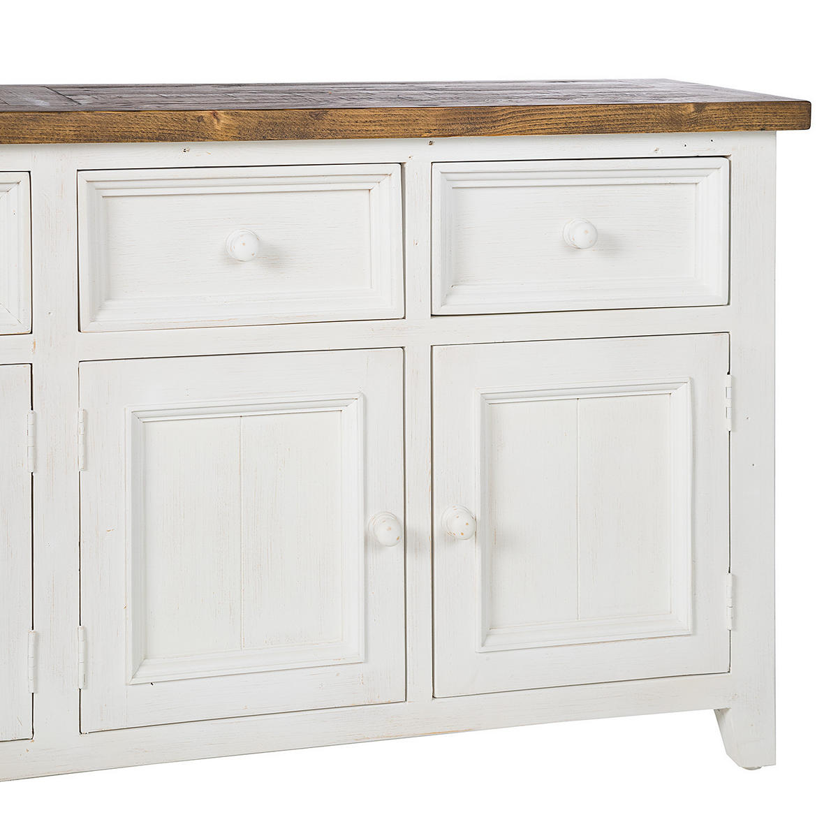 SIDEBOARD - Kiefer massiv - Weiß/Kieferfarben, Holz (180/80/45cm) - home24