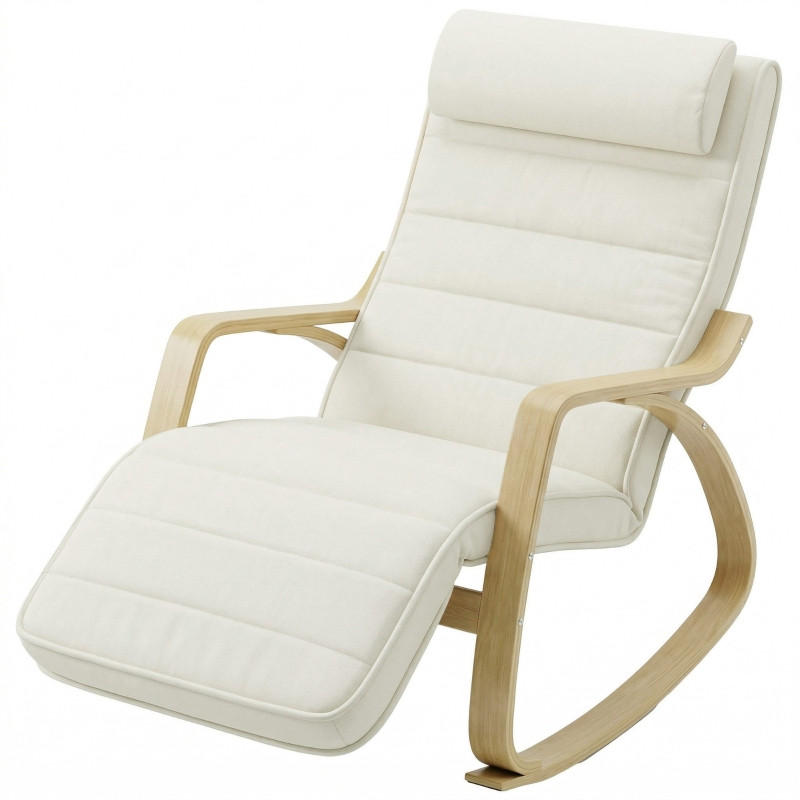SCHAUKELSTUHL Massage Heizung Kopfstütze Fußstütze Samt Cremeweiß - Creme, Textil (106/92/67cm) - Vallsero