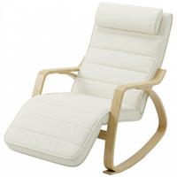 SCHAUKELSTUHL Massage Heizung Kopfstütze Fußstütze Samt Cremeweiß - Creme, Textil (106/92/67cm) - Vallsero