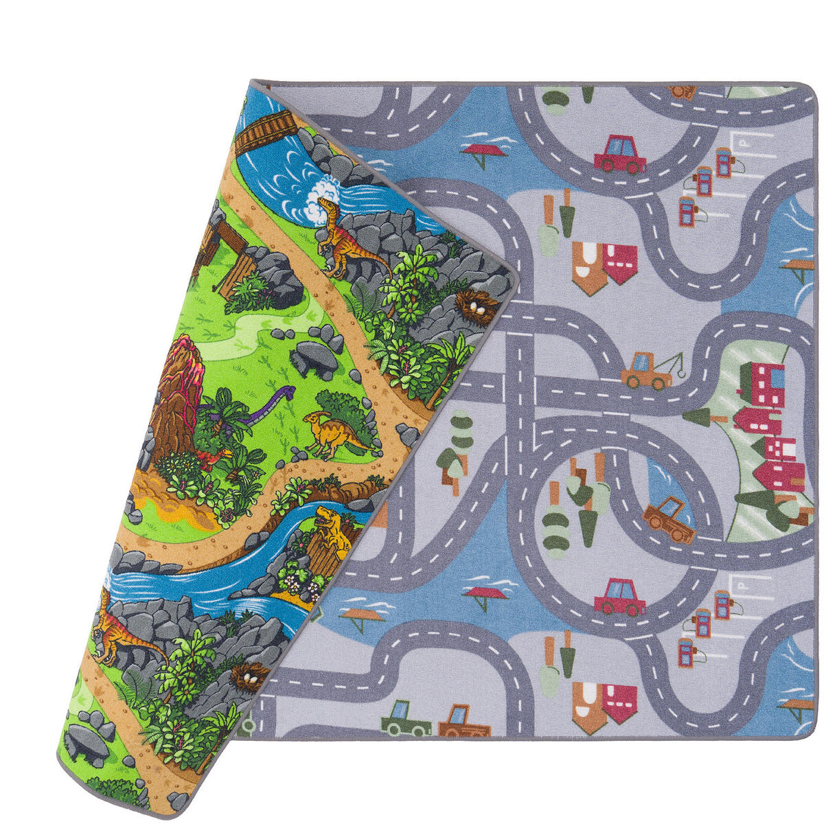 STRASSENTEPPICH BEIDSEITIG STRASSENLANDSCHAFTEN - Grau, Textil (133/133cm) - Snapstyle