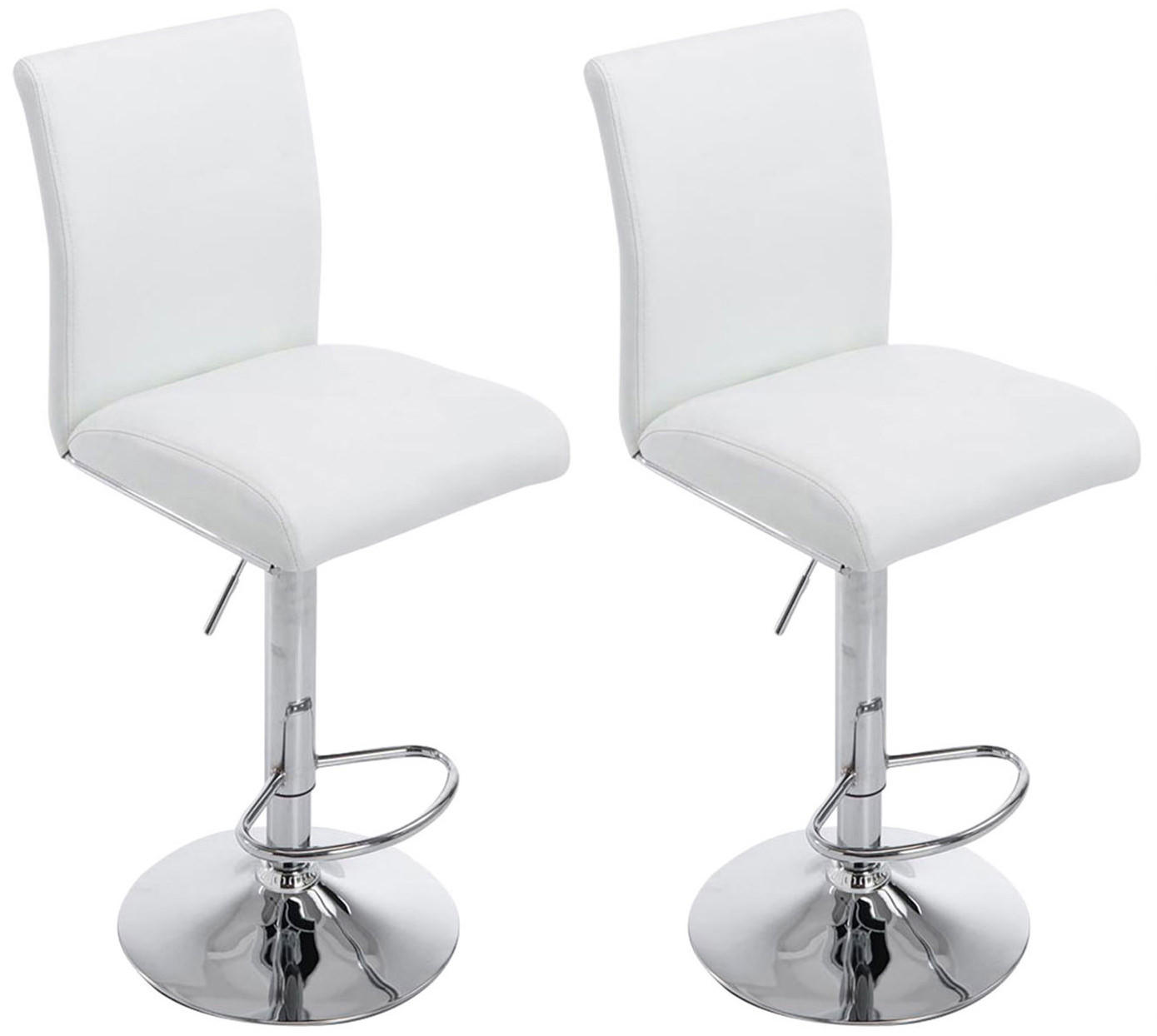 BARHOCKER 2er Set Lederlook weiß - Chromfarben/Weiß, Textil/Metall (38.5/94.5/47cm) - CLP