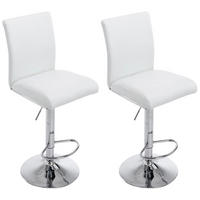 BARHOCKER 2er Set Lederlook weiß - Chromfarben/Weiß, Textil/Metall (38.5/94.5/47cm) - CLP