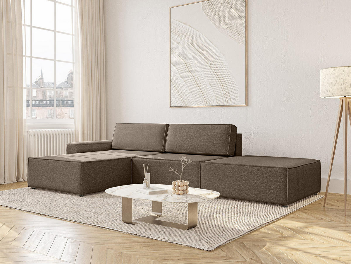 ECKSOFA Lummo Re mit Schlaffunktion, Braun - Braun, Textil (323/185cm) - Fedve