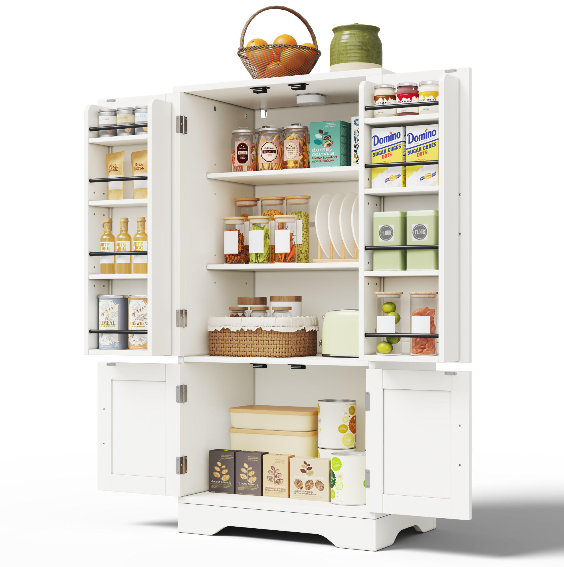 BUFFET 60/40/120 cm aus MDF mit LED-Sensorlicht Weiß - Weiß, Holzwerkstoff (60/120/40cm) - Modenvie