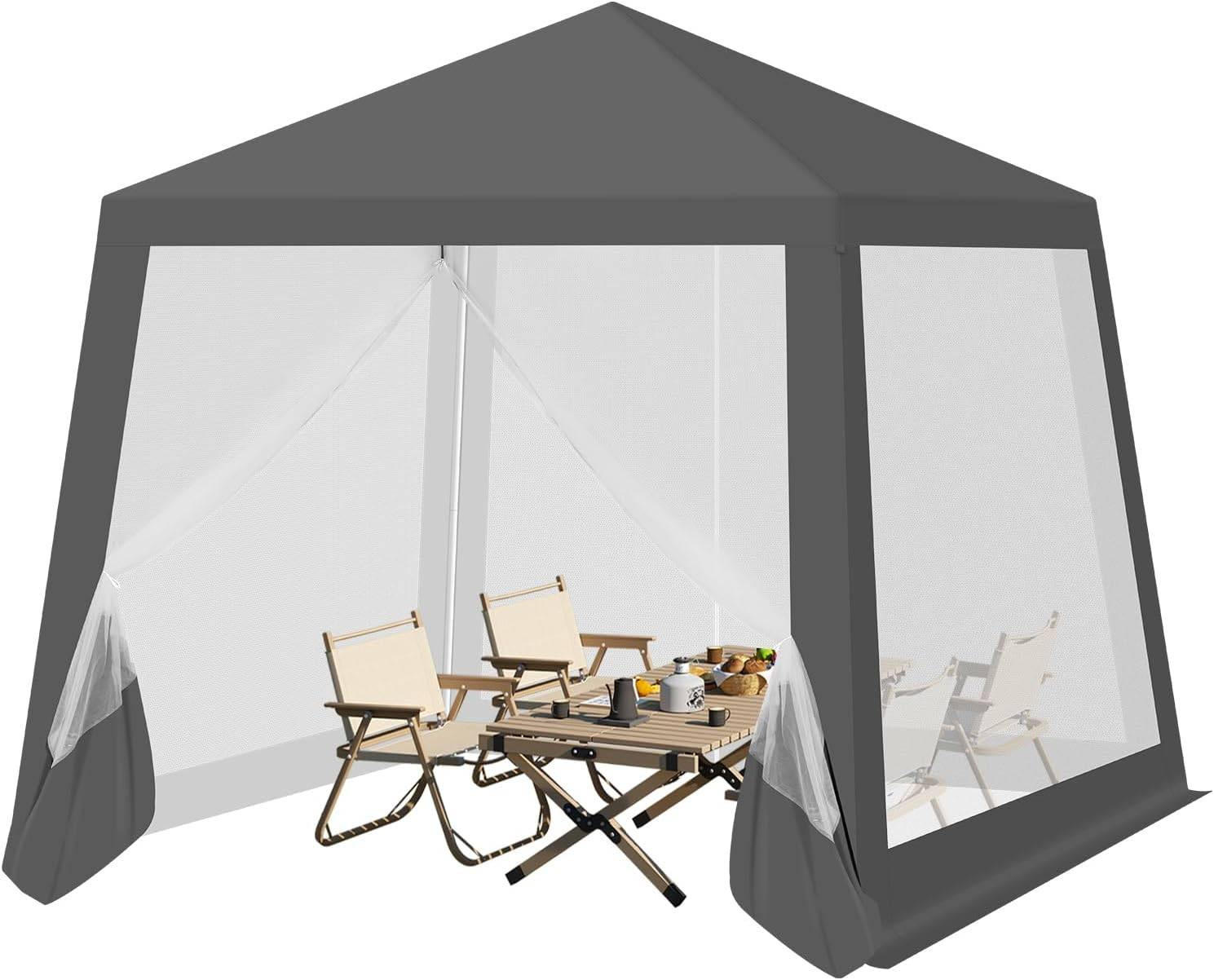 PAVILLON 3x3 m, Gartenpavillon mit Seitenwänden Moskitonetz - Grau, Metall (300/250/300cm) - Woltu