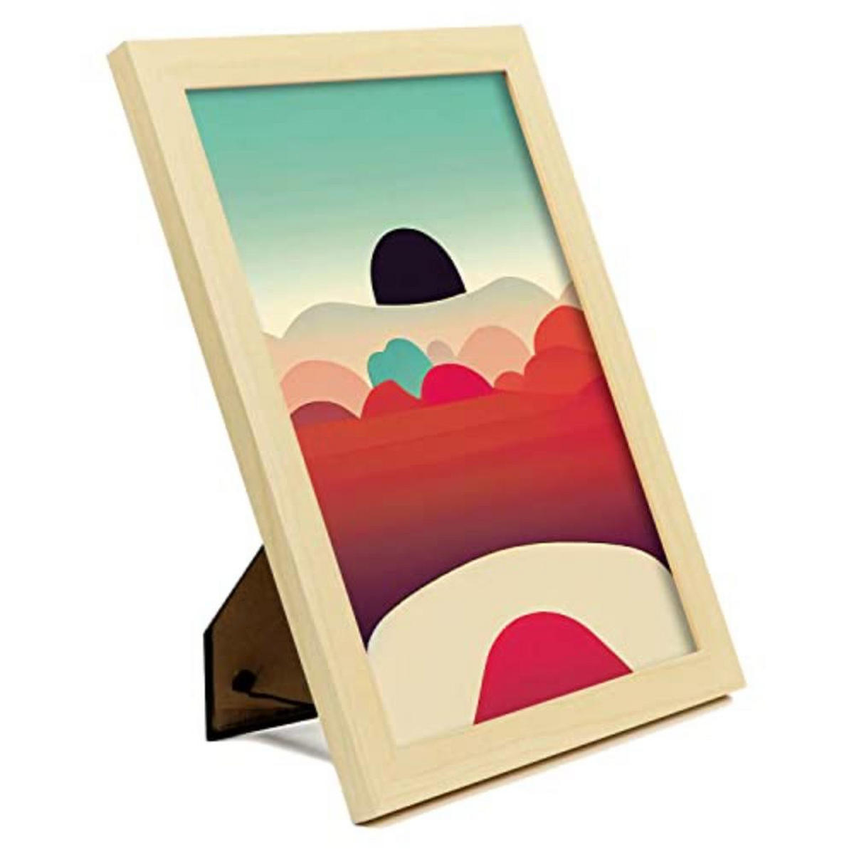 POSTER Set mit 4 Wolken Abstrakt Moderne Galaxien A4 Rahmen aus hellem Holz - Beige, Papier (29.7/3cm) - Nacnic