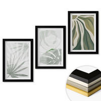 WANDBILDER 3er-Set - 20x30 cm Schwarzer Rahmen - Blätter von Pflanzen in Grün und Grau - Schwarz, Kunststoff (20/30cm) - ArtPrintCave