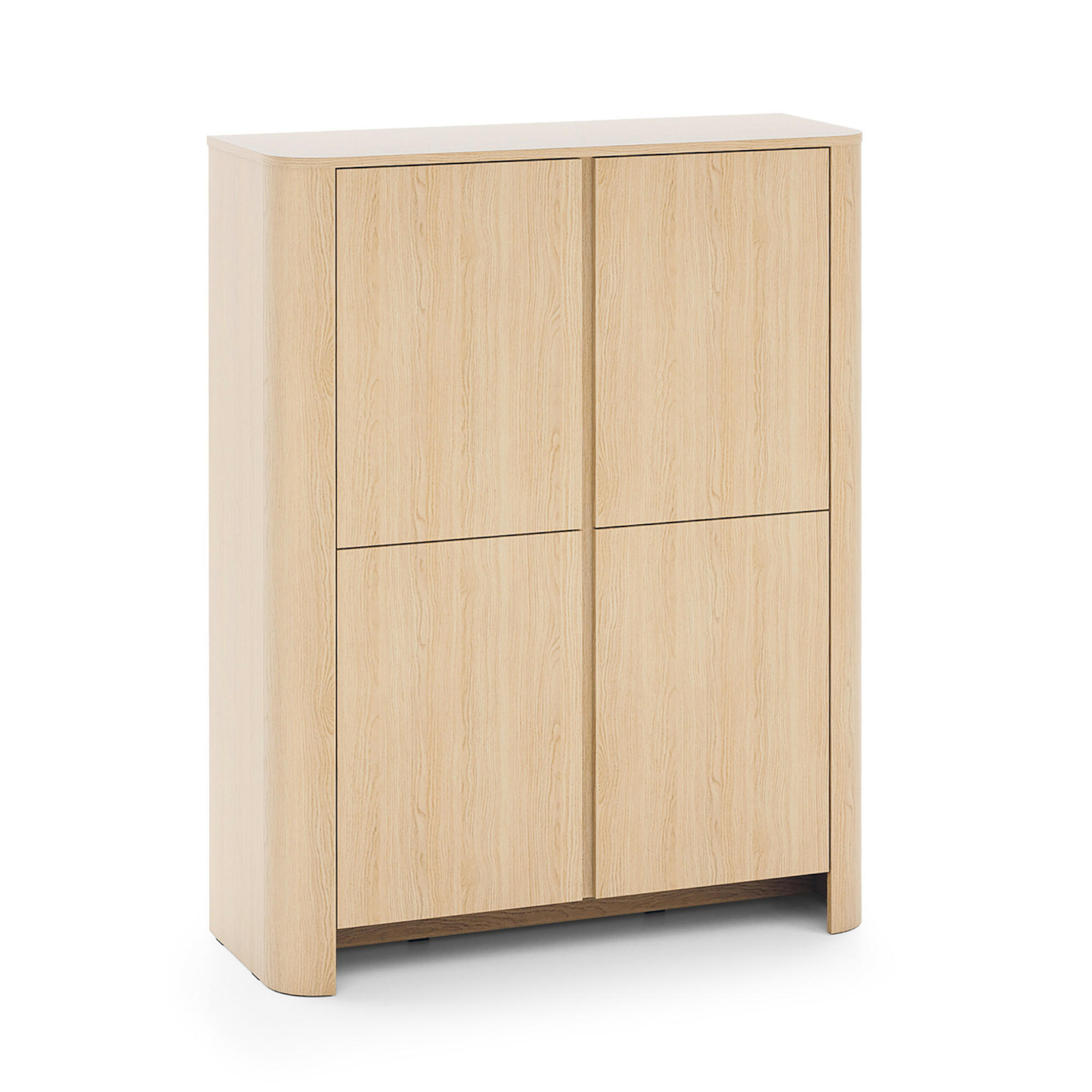 SIDEBOARD AMOS KOM1-4D Abgerundeter Korpus, Eiche - Eichefarben, Holzwerkstoff/Kunststoff (103/132/39cm) - Komodee