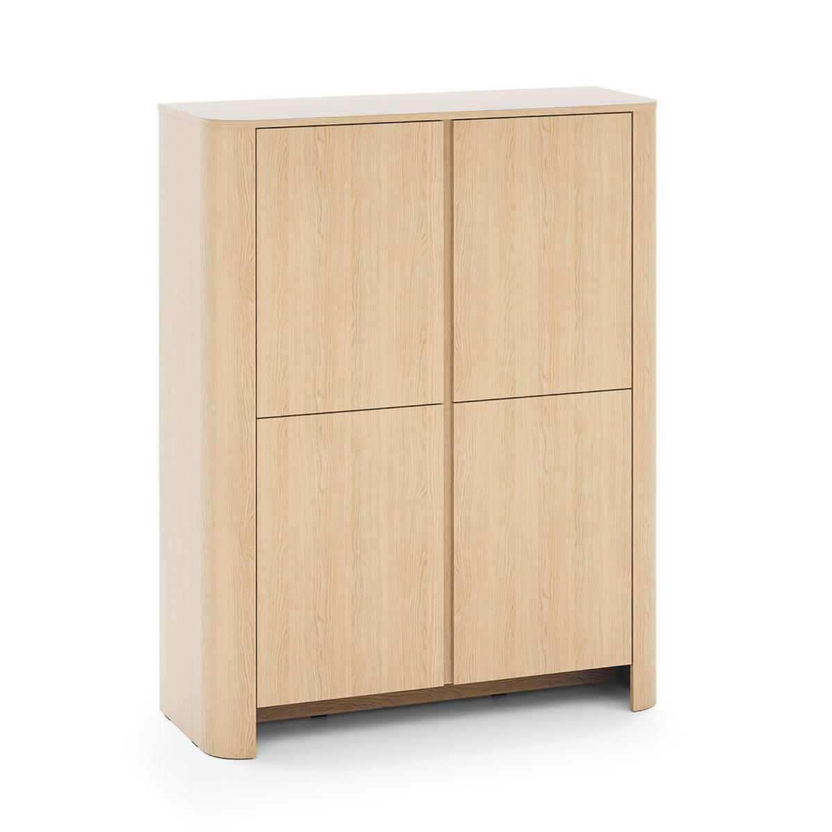 SIDEBOARD AMOS KOM1-4D Abgerundeter Korpus, Eiche - Eichefarben, Holzwerkstoff/Kunststoff (103/132/39cm) - Komodee