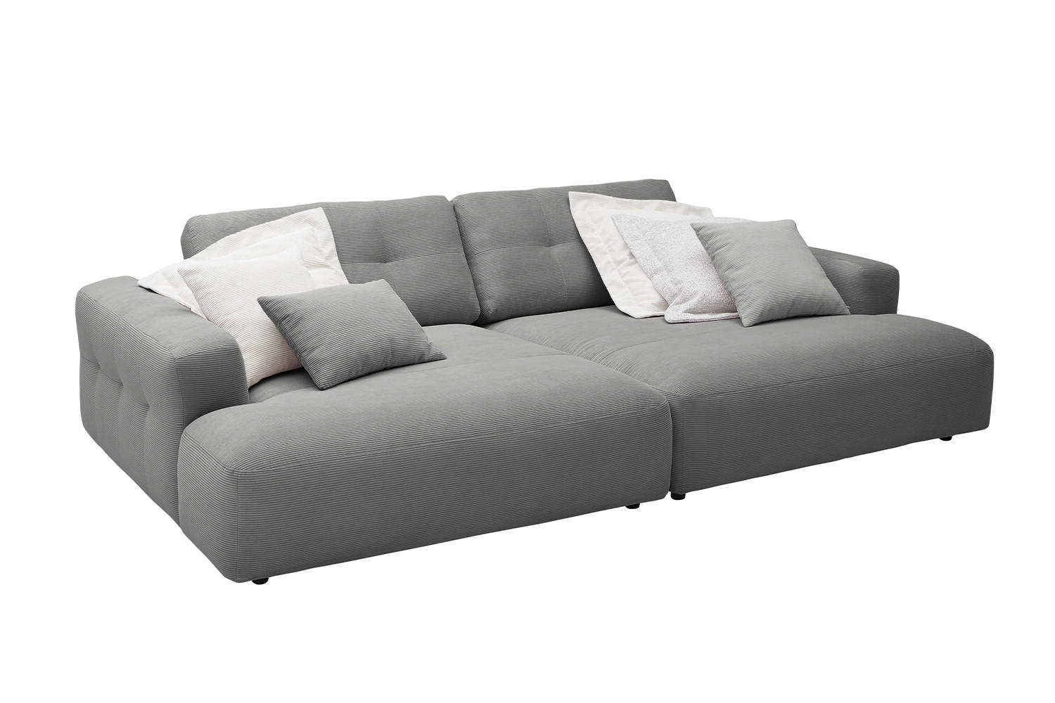 BIG SOFA MIKA Anthrazit Cord - Anthrazit/Schwarz, Kunststoff/Textil (300/86/167cm) - KAWOLA