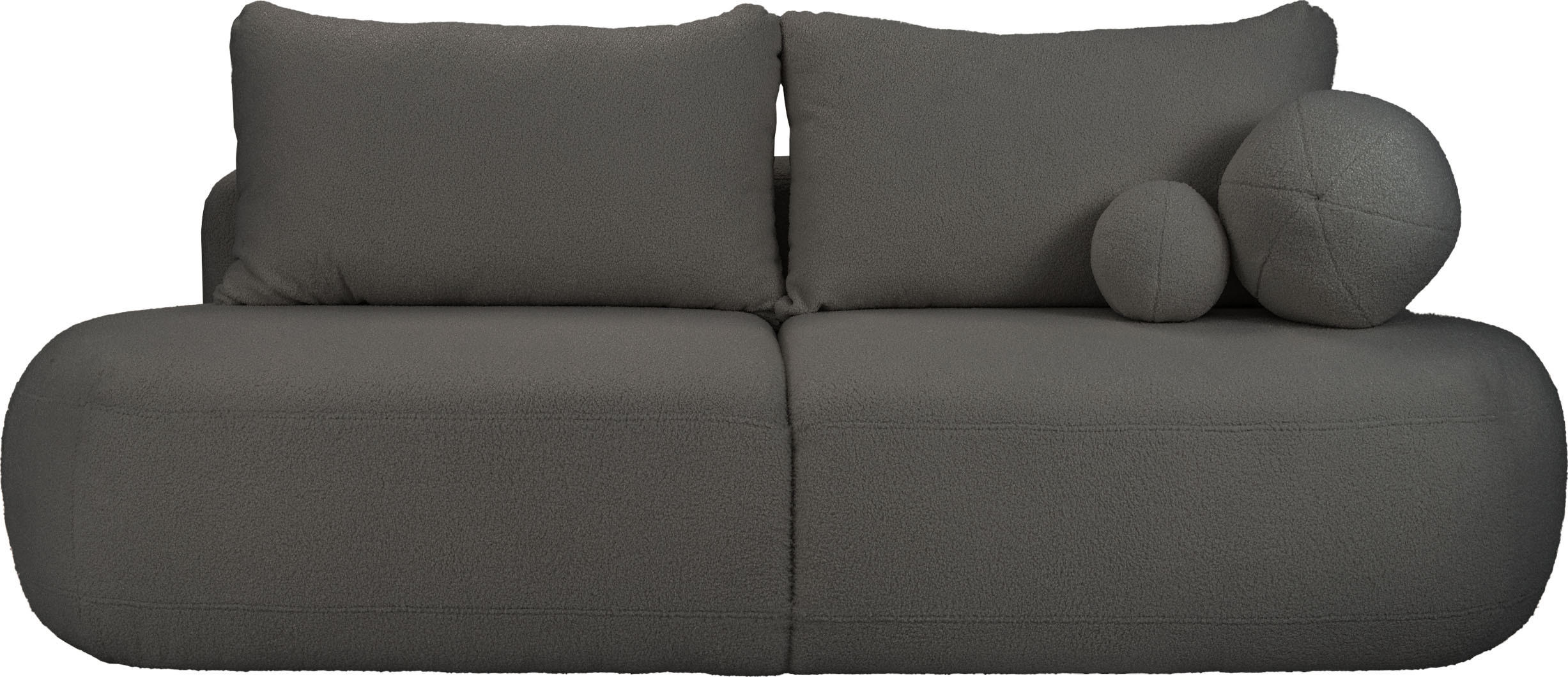 SCHLAFSOFA Bolla 3-Sitzer mit Bettkasten, Dunkelgrau Boucle 240/90/90 cm - Dunkelgrau/Schwarz, Kunststoff/Textil (240/90/90cm) - WFL GROUP