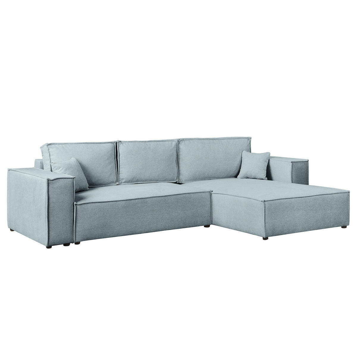 ECKSOFA mit Schlaffunktion - 290 cm - Blaugrau/Schwarz, Kunststoff/Textil (290/185cm) - home24