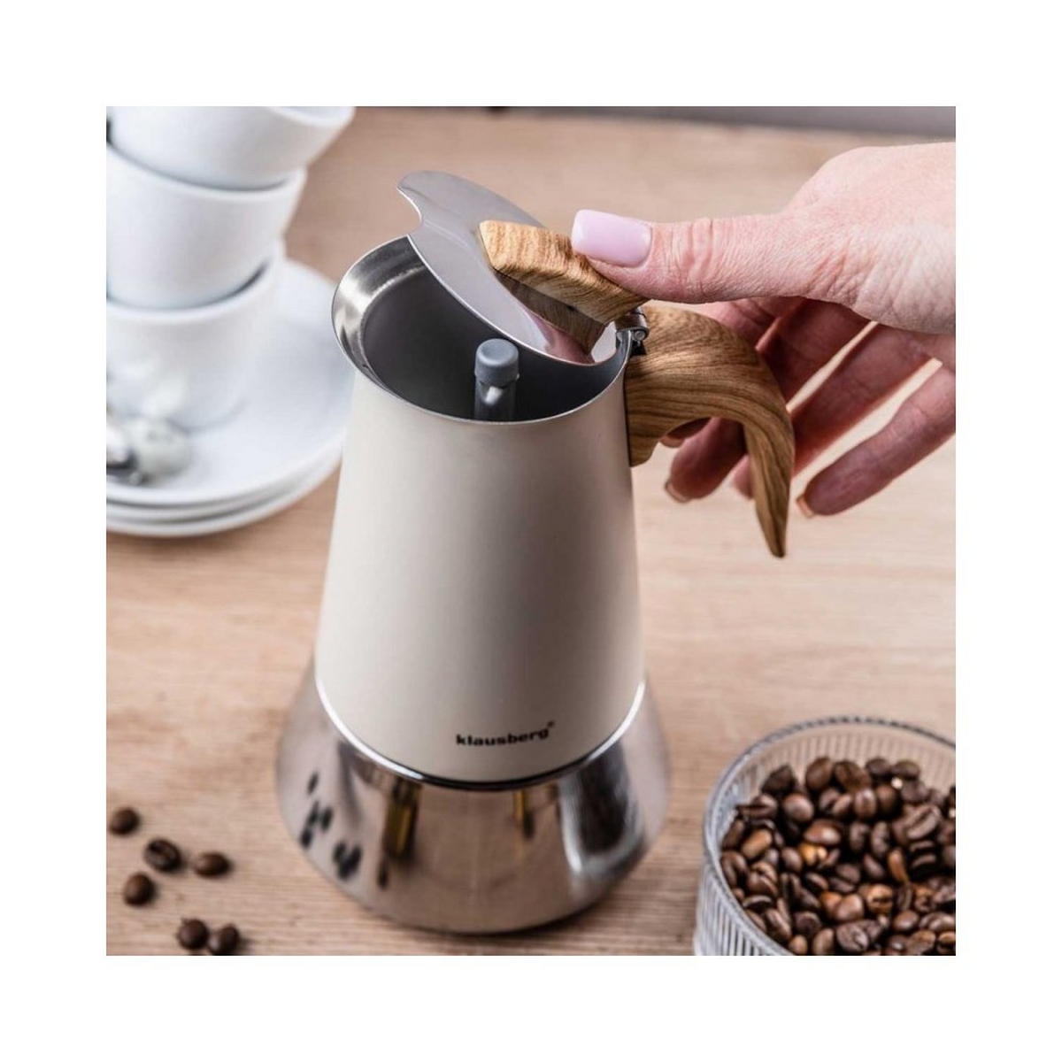 ESPRESSOKOCHER Creme 11.8/14.2/19.2 cm KB7995 - Creme, Metall (14.2/19.2/11.8cm) - Klausberg 